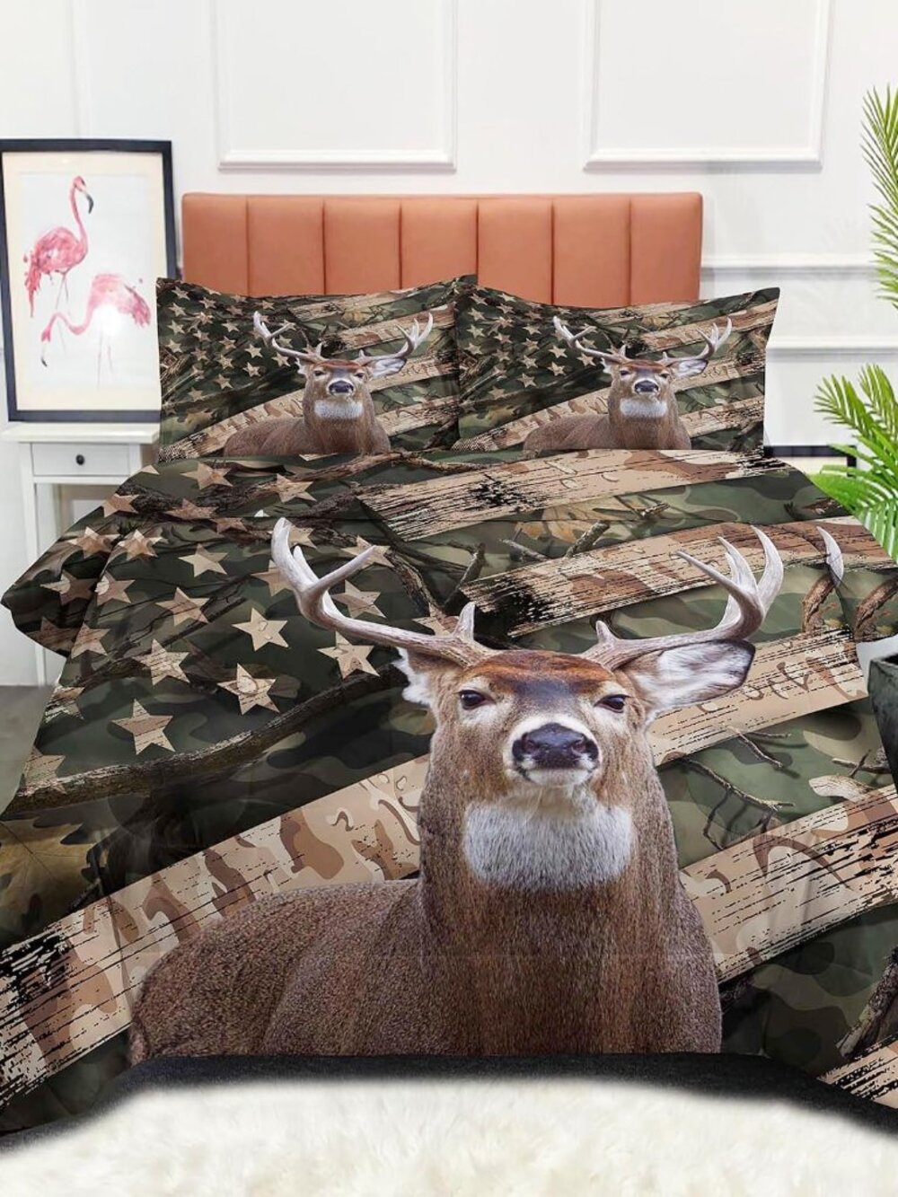 Deer Bedding Western Comforter Sets Queen Size Bedding Sets for Boys Camo Beddin